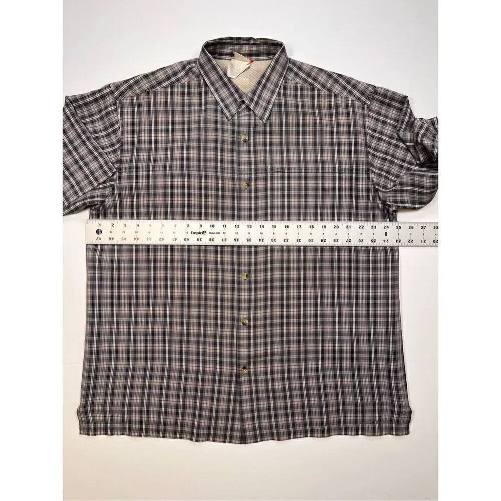 North Face Vintage Men's Modal Front Hidden Zip Pocket Plaid Button Down Size XL
